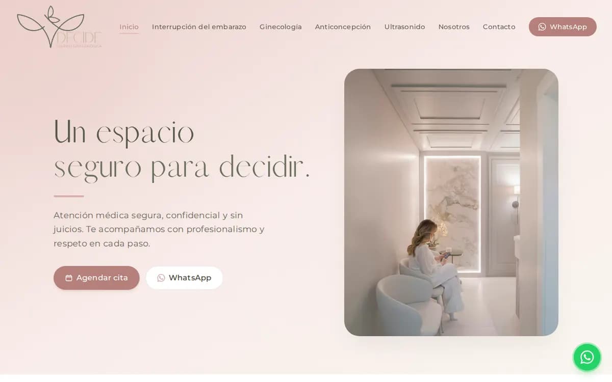 Captura del sitio DECIDE Unidad Ginecológica