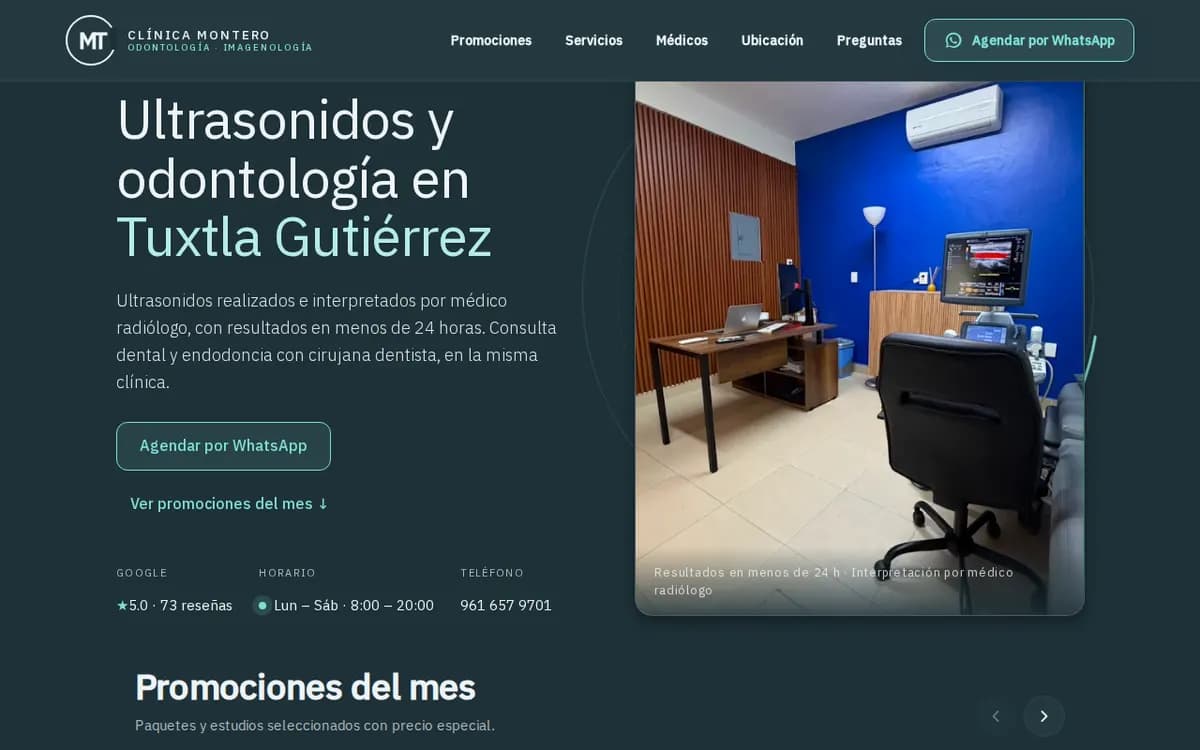 Captura del sitio Clínica Montero